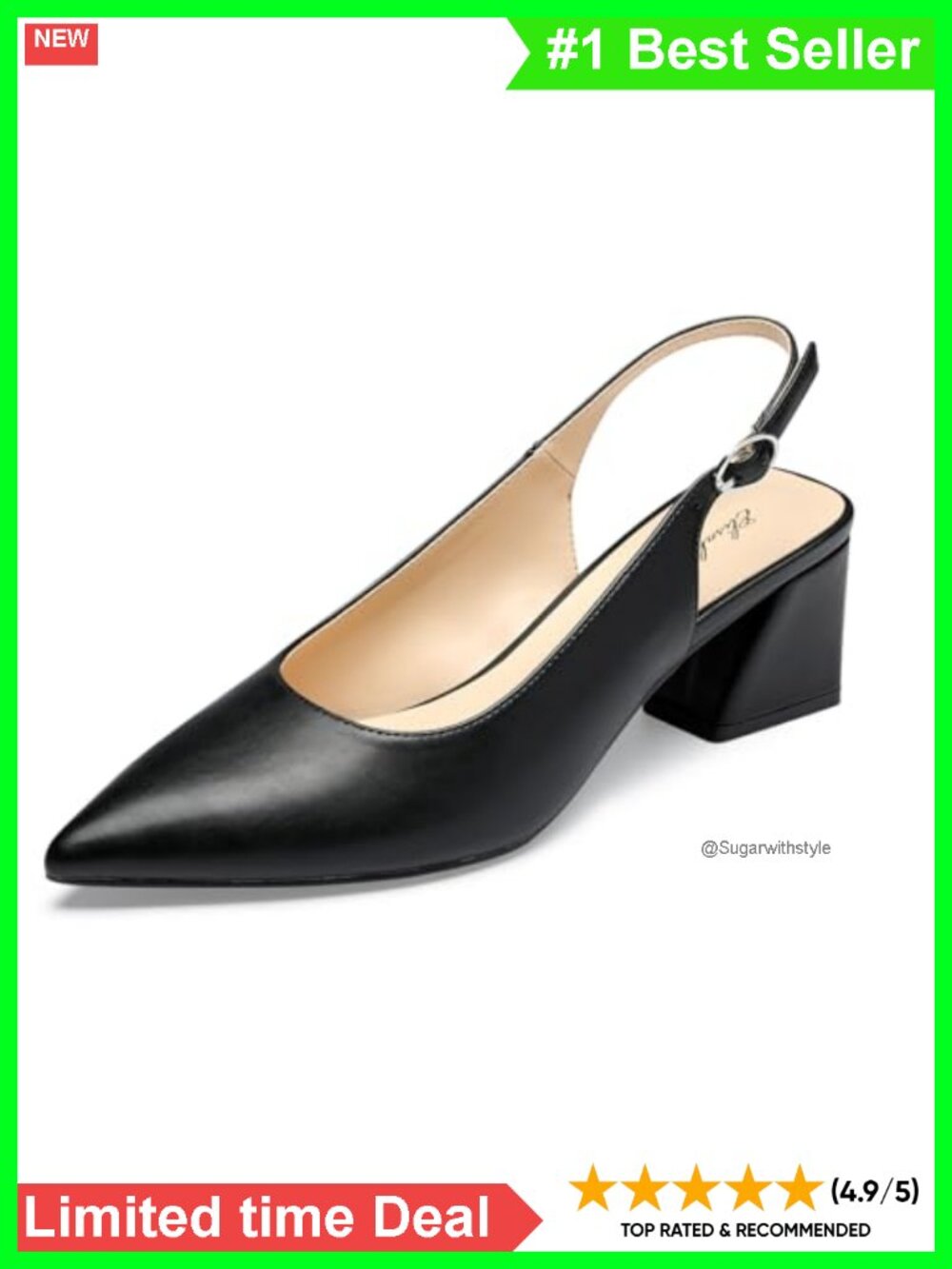 Women's Slingback Closed Toe Block Heel Pumps Pointed Toe Dress Shoes